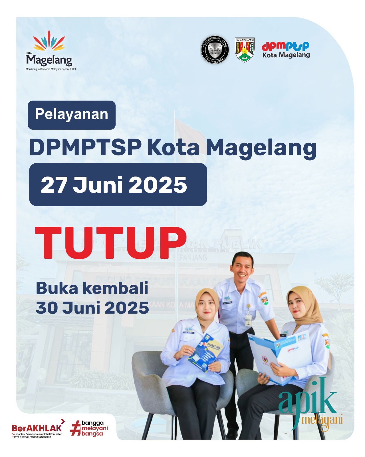 Pelayanan DPMPTSP Libur Tanggal 27 Juni 2025